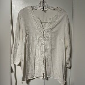 Rose & Rhyme White Button-Front Blouse